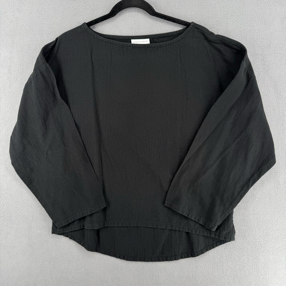 Soft Surroundings Lagenlook Wide Dolman Sleeve Loose Top 17744 Womens M Black